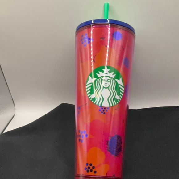 Starbucks Summer 2022 Red/Orange ‘Dancing Blooms’ Floral Venti 24 oz Tumbler - Picture 1 of 4